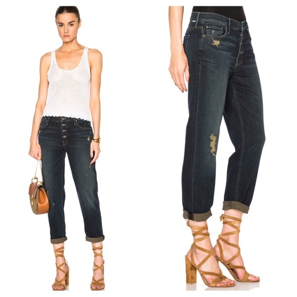 MOTHER Denim - Anthropologie’s MOTHER The Pixie Dropout Boyfriend Jeans in Jaded and Torn - 25